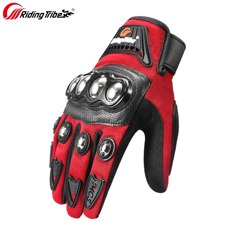 Women Motorcycle Gloves with Hard Knuckle and Fist Stainless steel Protective Gears Breathable Touch-Screen Non-slip MCS-29B