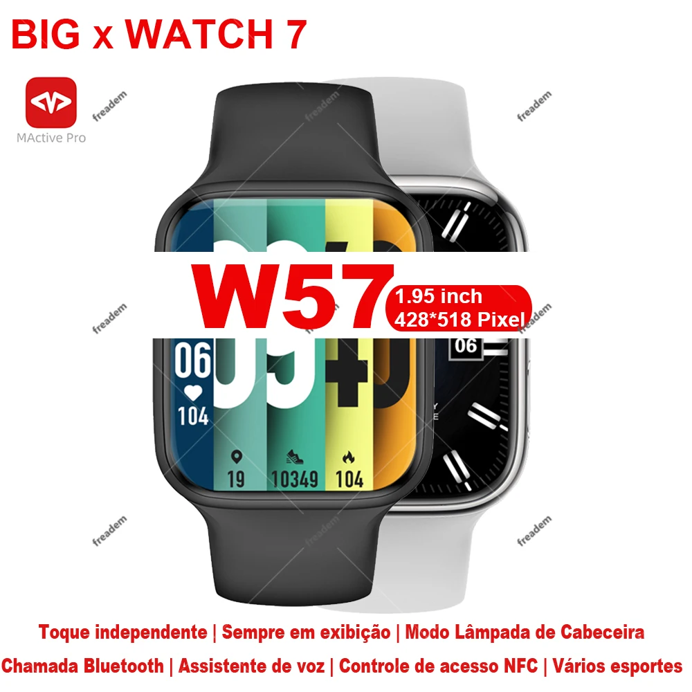 IWO-reloj inteligente W57 para hombre y mujer, accesorio de pulsera resistente al agua con pantalla de 2022 pulgadas, NFC, BT, llamada, modo siempre encendido, VS DT7 Pro MAX Hw7 Max, 1,95