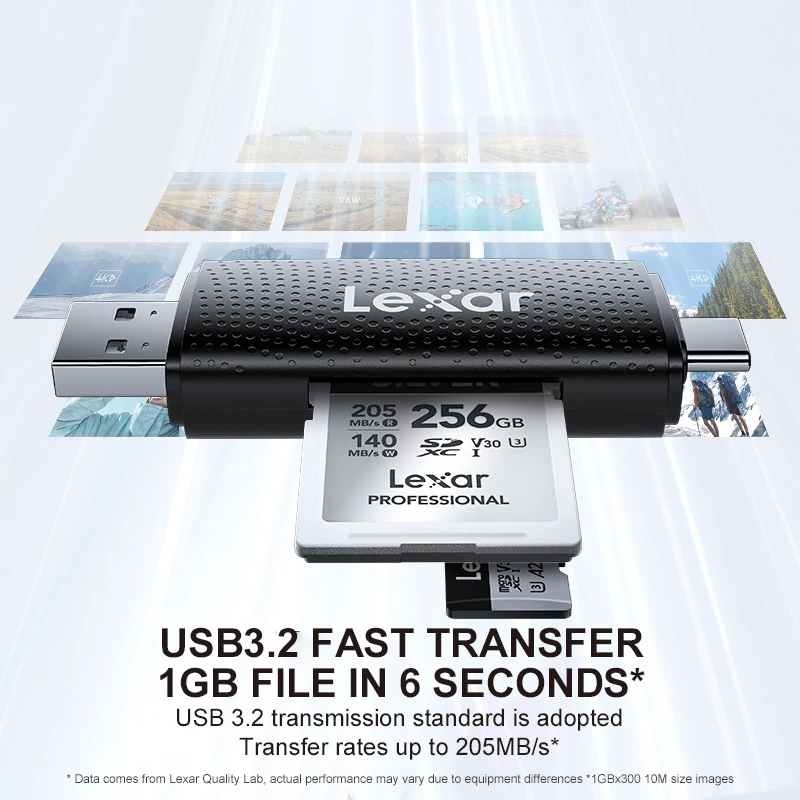 Фото Lexar 2-в-1 Card Reader USB 3.0 и Type C Адаптер для чтения карт памяти поддерживает TF/SD/Micro SD/SDHC/SDXC/для ноутбуков ПК №2