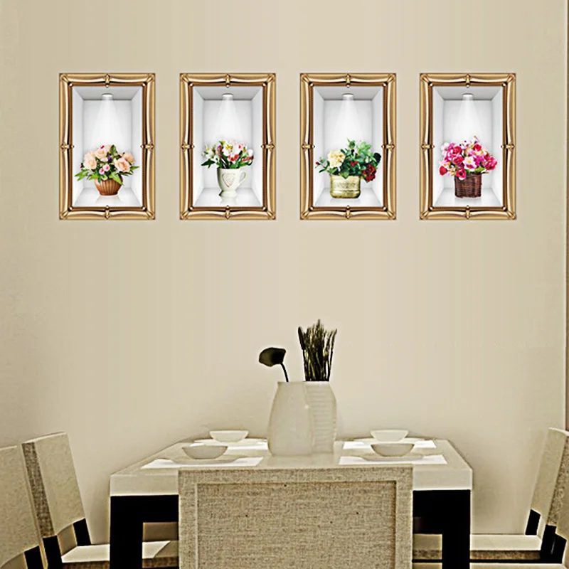 

Three-Dimensional 3D Vase Wall Posters for Living Room Bedroom Decoration Wallpapers Waterproof Wall Stickers Vinyl Wall Decals