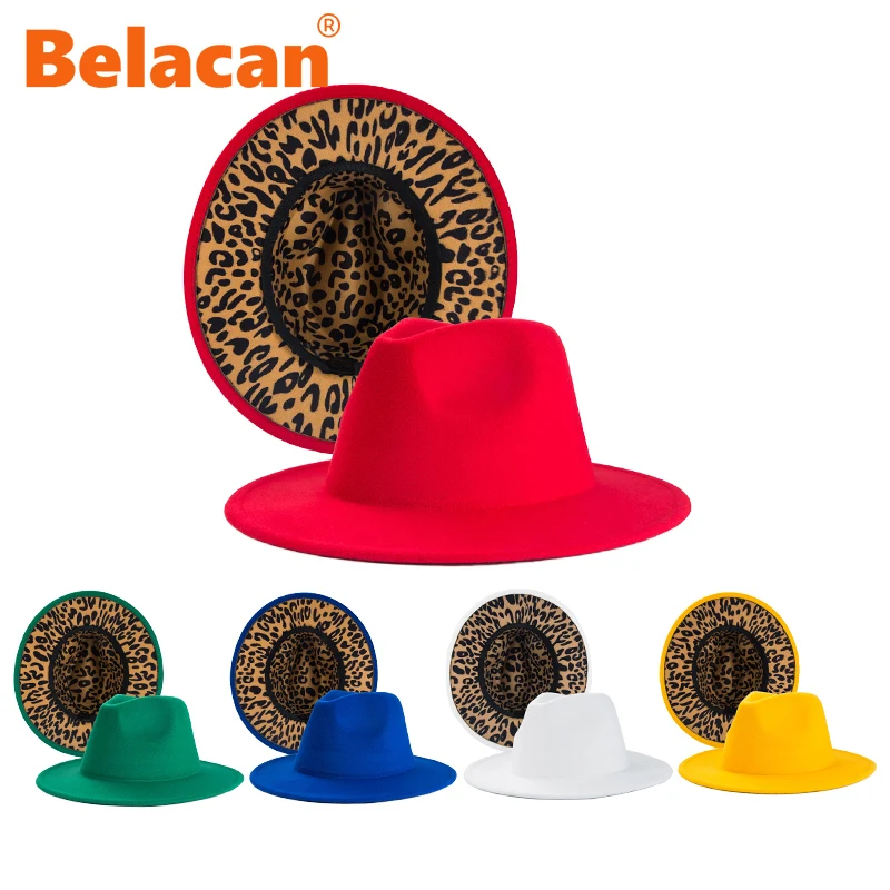 Шляпка-федора для мужчин и женщин элегантная шерстяная шляпа с леопардовым
