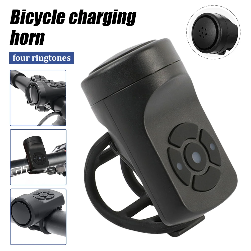 

120db Bike Electronic Loud Horn USB Rechargeable Safety Warning Bicycle Handlebar Alarm Bell With 4 Sounds Cycling Accessories