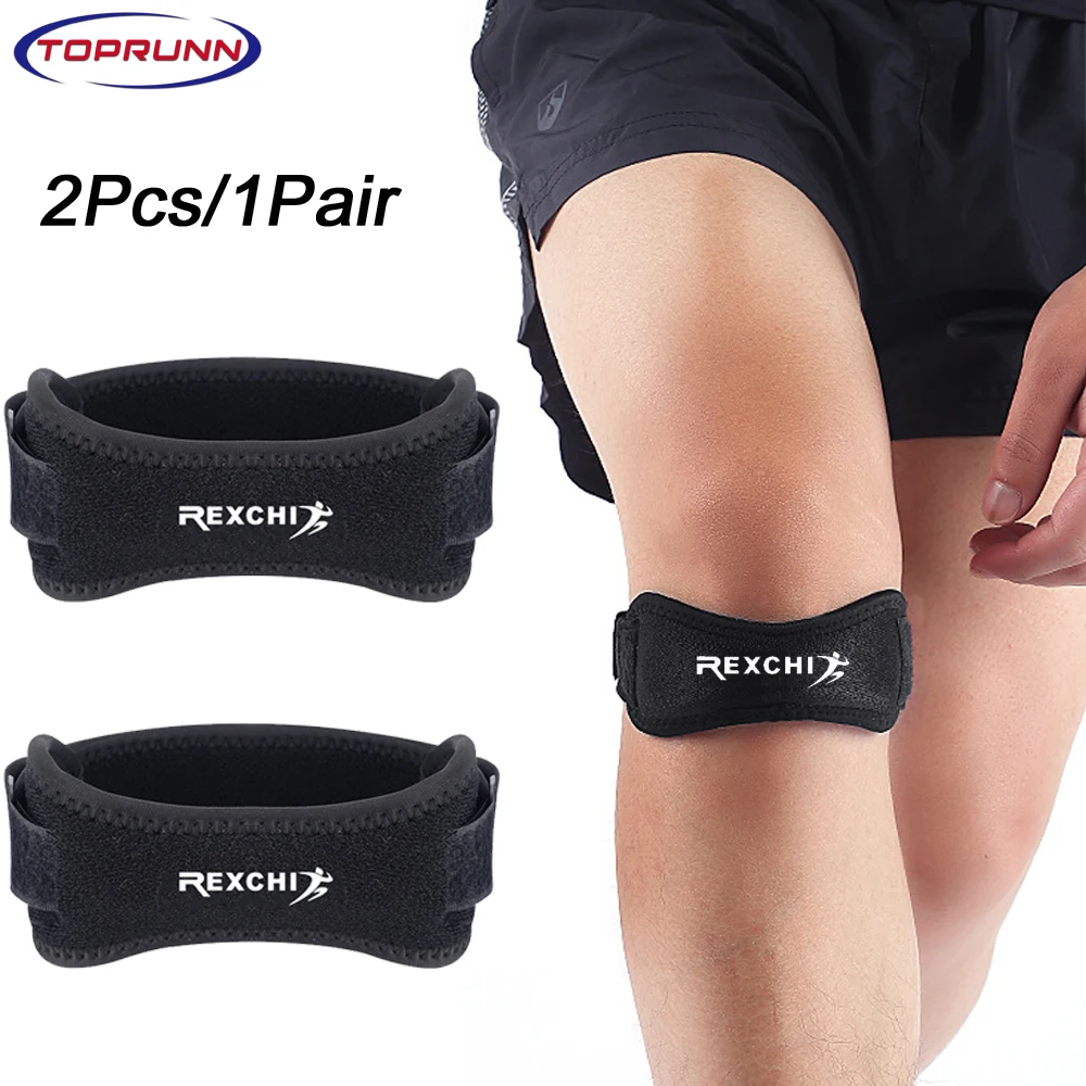 

2Pcs Adjustable Patella Knee Tendon Strap Kneepad Support Professional Protector Pad Belted Sports Knee Brace Black Keenpads