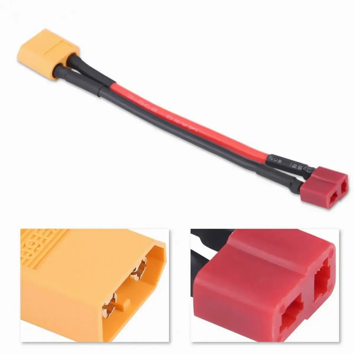Фото Переходник XT60 к Deans T-Plug «папа-мама» Т-разъем к кабелю «мама» XT60 100 мм для Lipo батареи 14AWG RC Запчасти №4