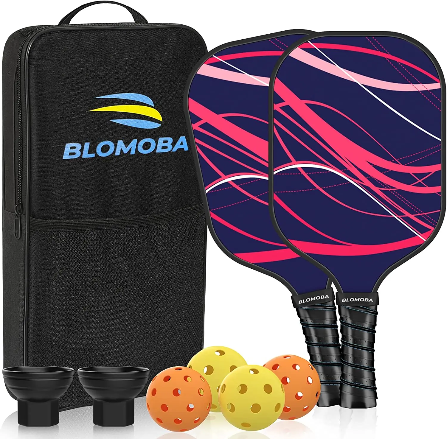 Pickleball Racket Set Fiberglass Surface, Polypropylene Honeycomb Core, Cushion Grip, Lightweight Pickleball Paddles