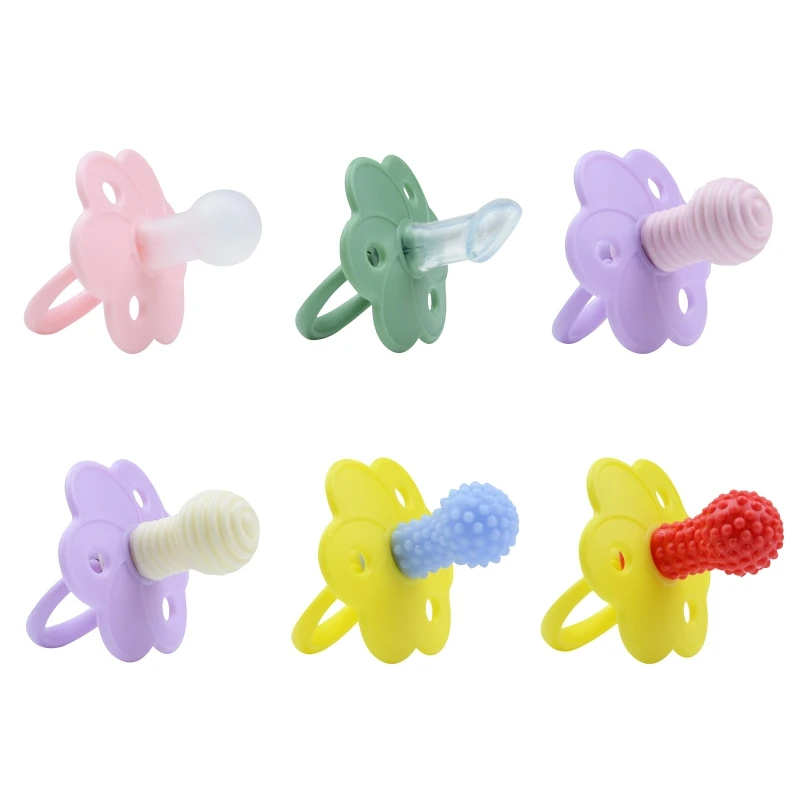 

Silicone Pacifiers with Collapsible Handle 3 Air Holes for Boys Girls Ages Newborn 0-6 Months Gift Supplies