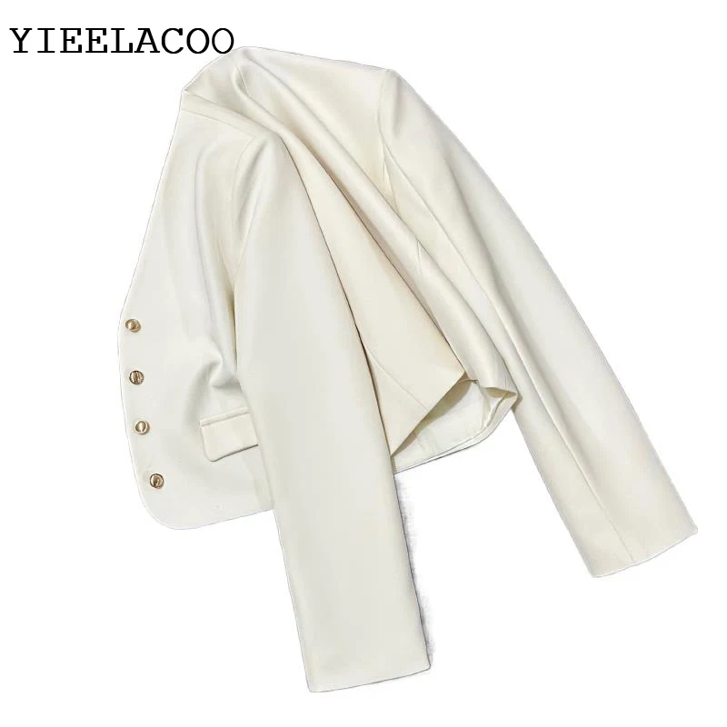 

Off white short Blazer for women in autumn 2023 New Design Feeling Foreigner Street Casual Suit