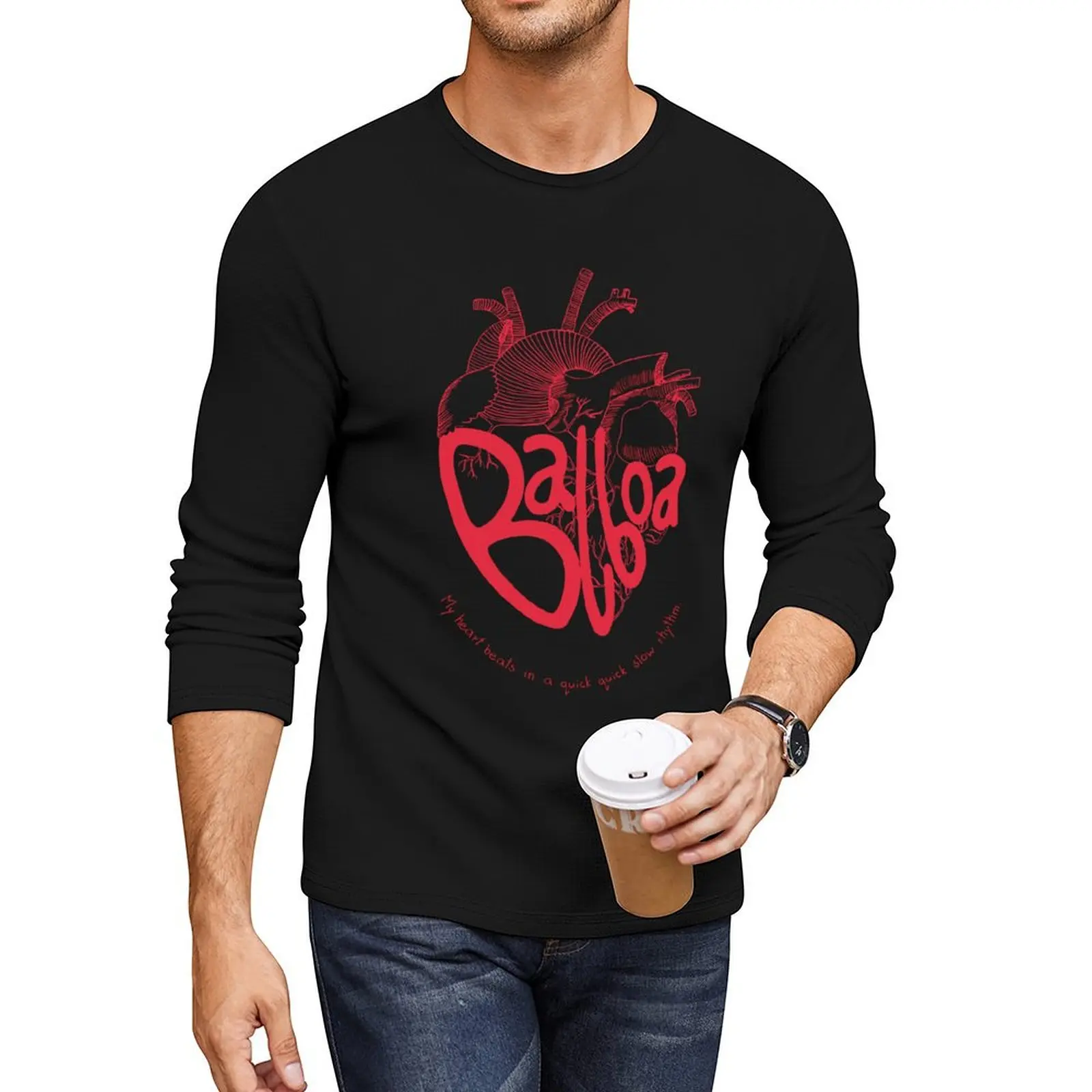 Balboa My heart beats in a quick slow rhythm. Long T-Shirt sweat shirt black t-shirts for men
