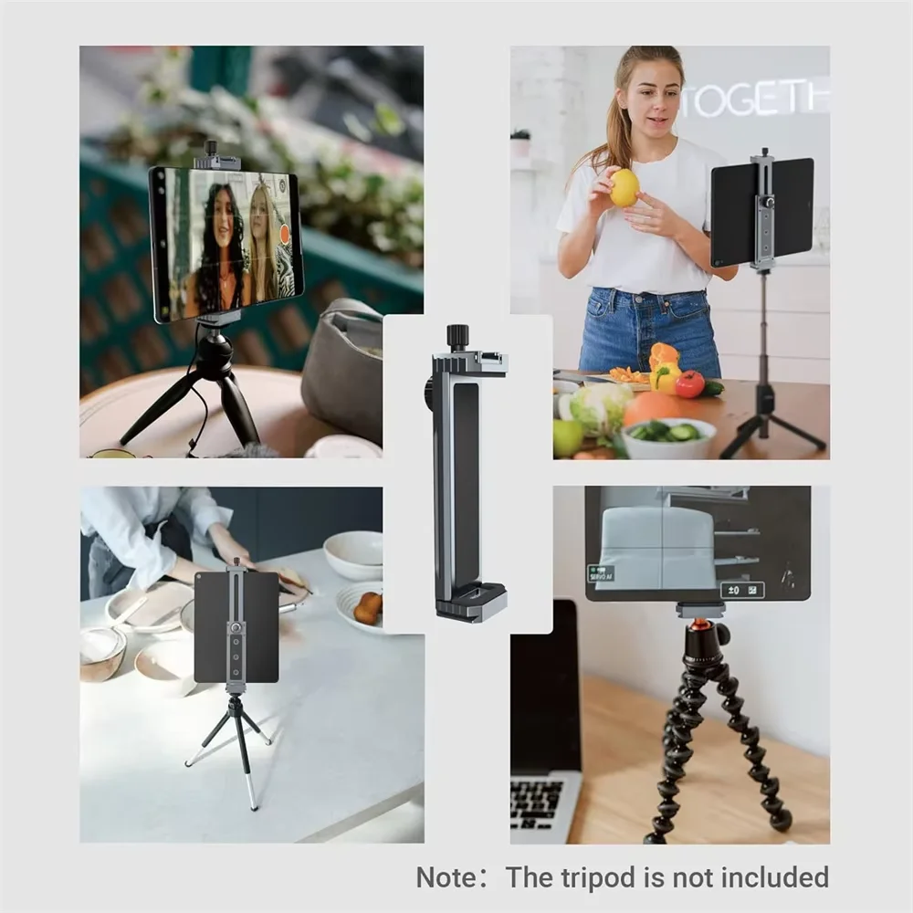 Фото Держатель-зажим для планшетов iPad Pro, Air, Mini 2, 3, 4, универсальный зажим-крепление на штатив для iPhone 16, для планшетов с диагональю 4.7-12.9 дюймов, совместим с большинством планшетов №1
