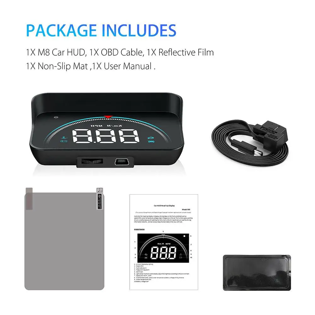 Автомобильный проекционный дисплей M8 светодиодный экран Obd2 Ii Предупреждение о