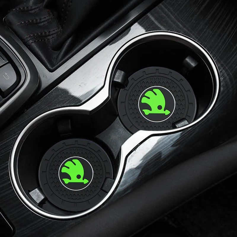 

Car Coaster Auto Anti-slip Cup Mat for Skodas Logo Rapid Yeti GreenLine Octavia Comic Kodiak GT A5 A7 Fabia Superb Round Pad