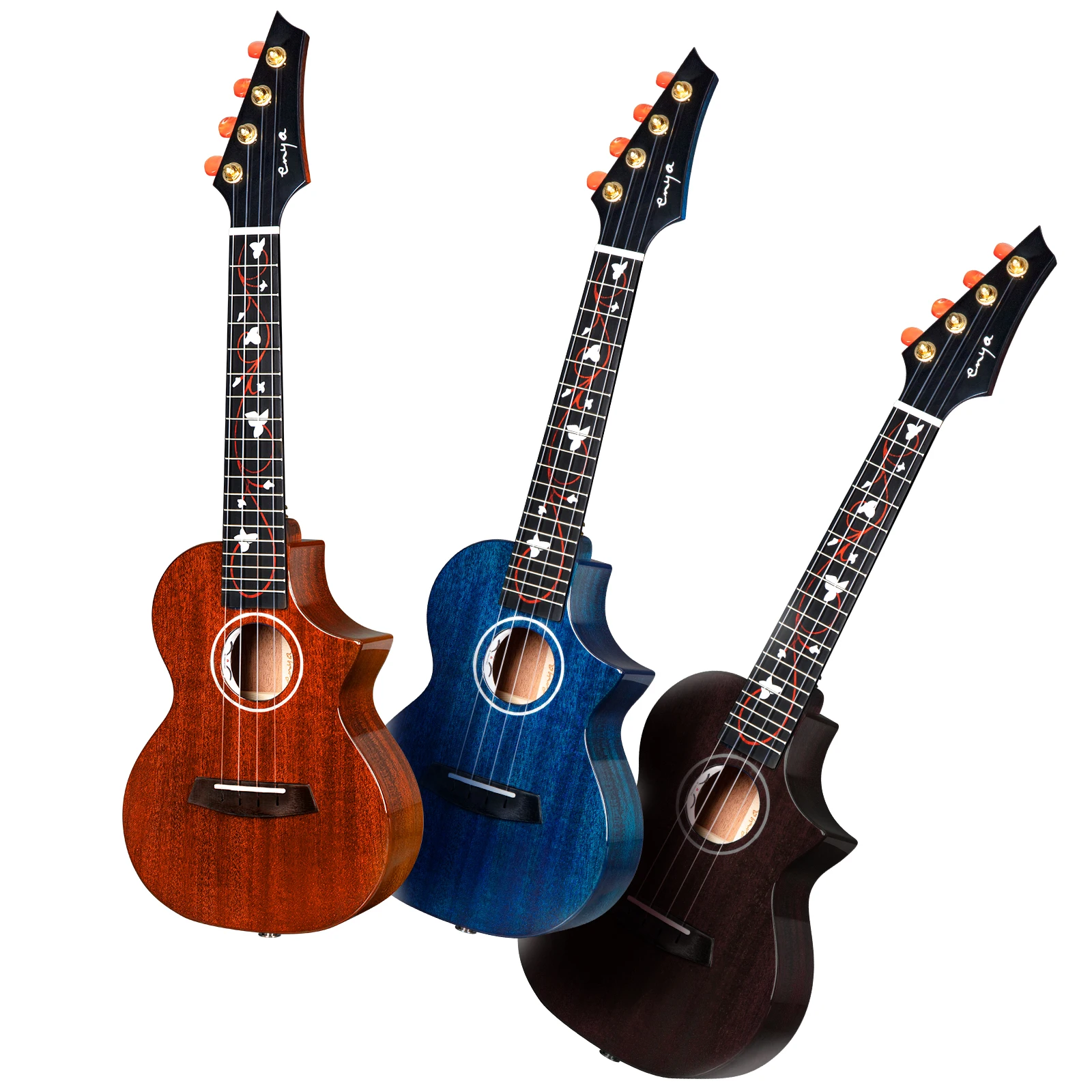 Enya Ukulele Concert Tenor M6 Ukelele High Gloss AAA Solid Mahogany Acoustic String Instruments Hawaii Mini Guitar with Pickup
