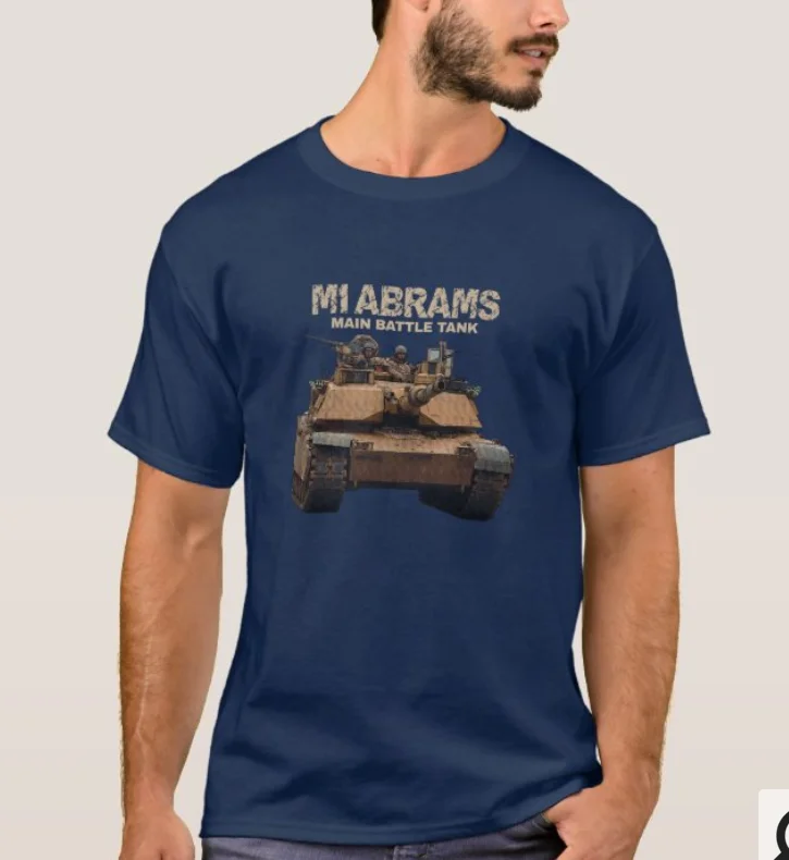 США M1 Abrams основной боевой танк футболка. Летняя Хлопковая мужская футболка с
