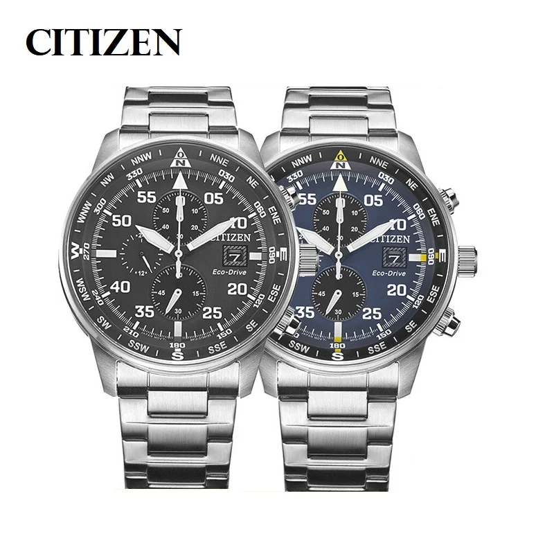 Citizen-Reloj de acero inoxidable para hombre, cronógrafo de pulsera de cuarzo con calendario de lujo, de negocios, a la moda