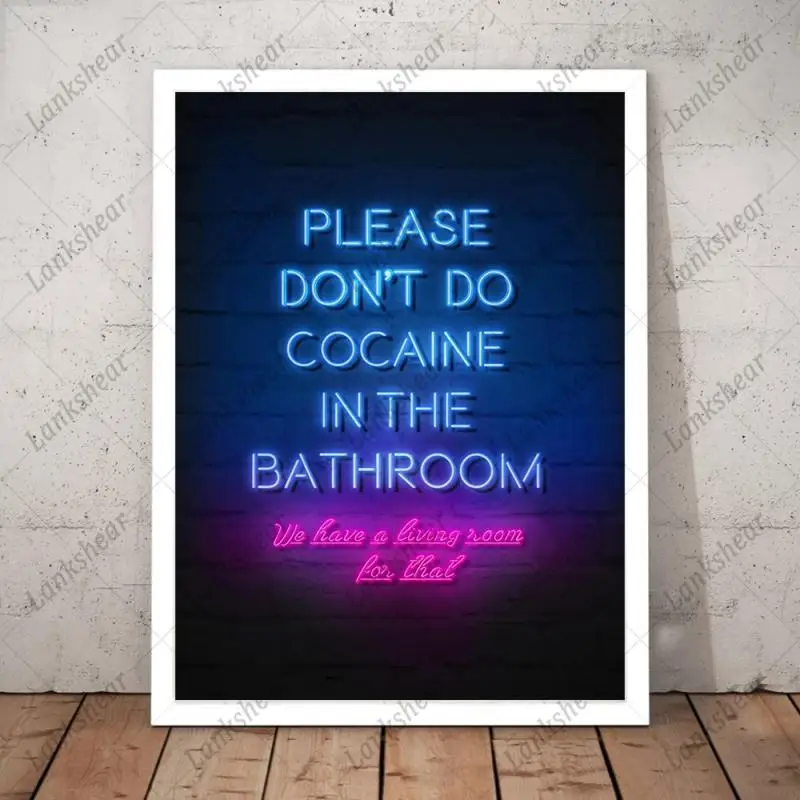 

Neon Poster Wall Art Canvas Painting Please Don't Do In The Bathroom Minimalism Modular Picture for Living Room Home Decoration