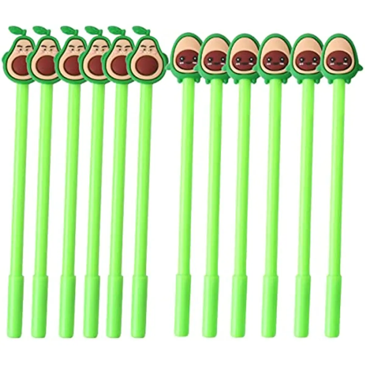 24 pcs Refillable Gel Pens Cute Green Avocado Style for Child, Women, Coworkers, Great Party Supplies and School Supplies, 0.5mm