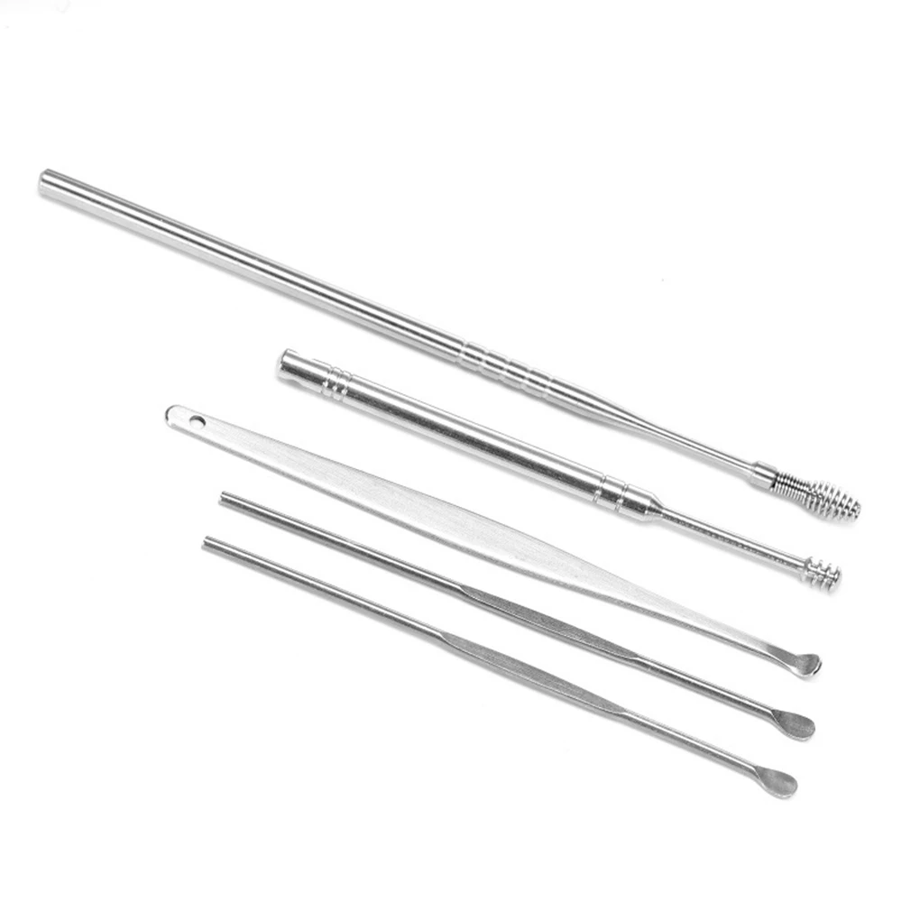 

5pcs Stainless Steel Multifunction Portable Ear Wax Removal Pick Spoon Cleaner Tool Kit Set