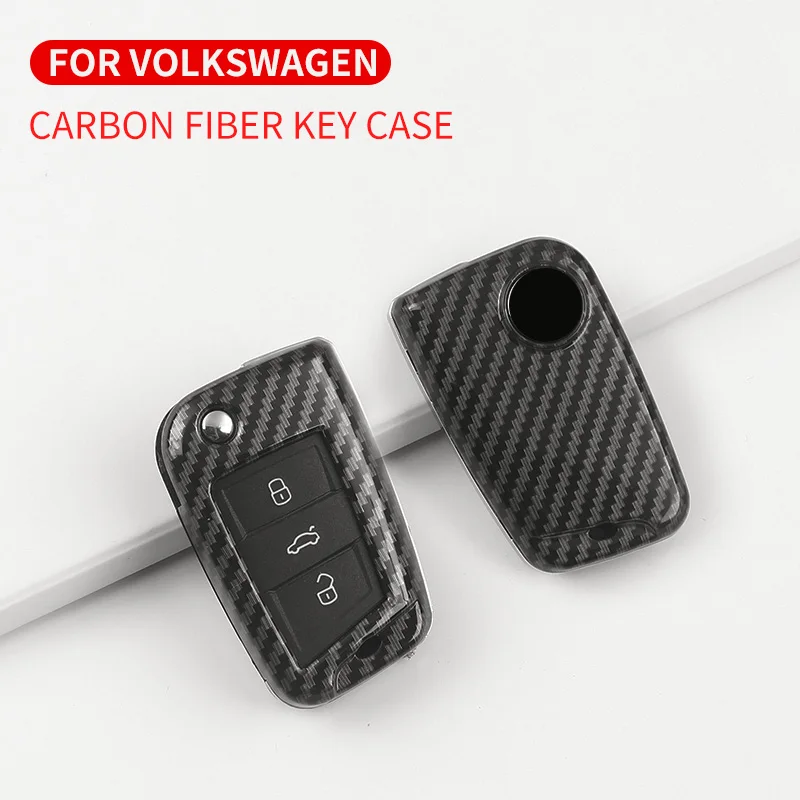 

Carbon Fiber Car Flip Flip Keyless Key Case Cover Cover for VW Golf 7 Mk7 Tiguan Mk2 Seat Ateca Leon Fr 2 Ibiza Skoda Octavia Ke