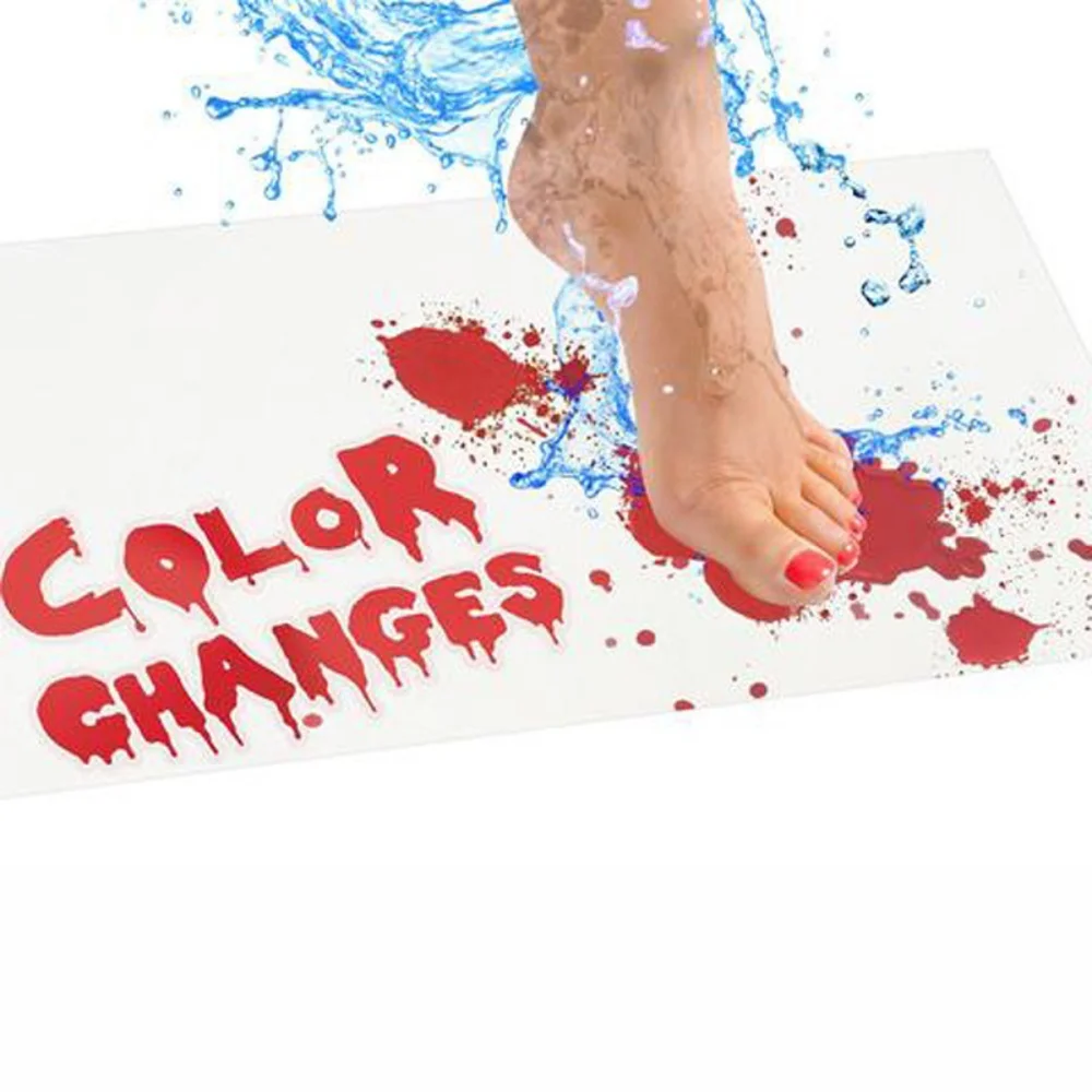 

Halloween Bathroom Mat Turning Red Foot Pad Color Changing Bloody Scary Blood Footprints Non-Slip Rugs Floor Decorate Party Prop