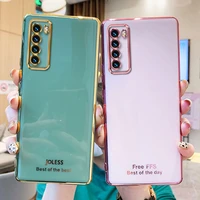for p smart 2021 case luxury plating soft silicone phone case for huawei p30 p20 p30 p40 p50 lite pro y6p y7p y7a y9s mate 20 30