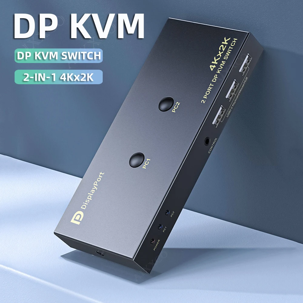 4K Displayport KVM Switch 2-портовый KVM DP 2-в-1 выход USB переключатель совместная мышь и клавиатура