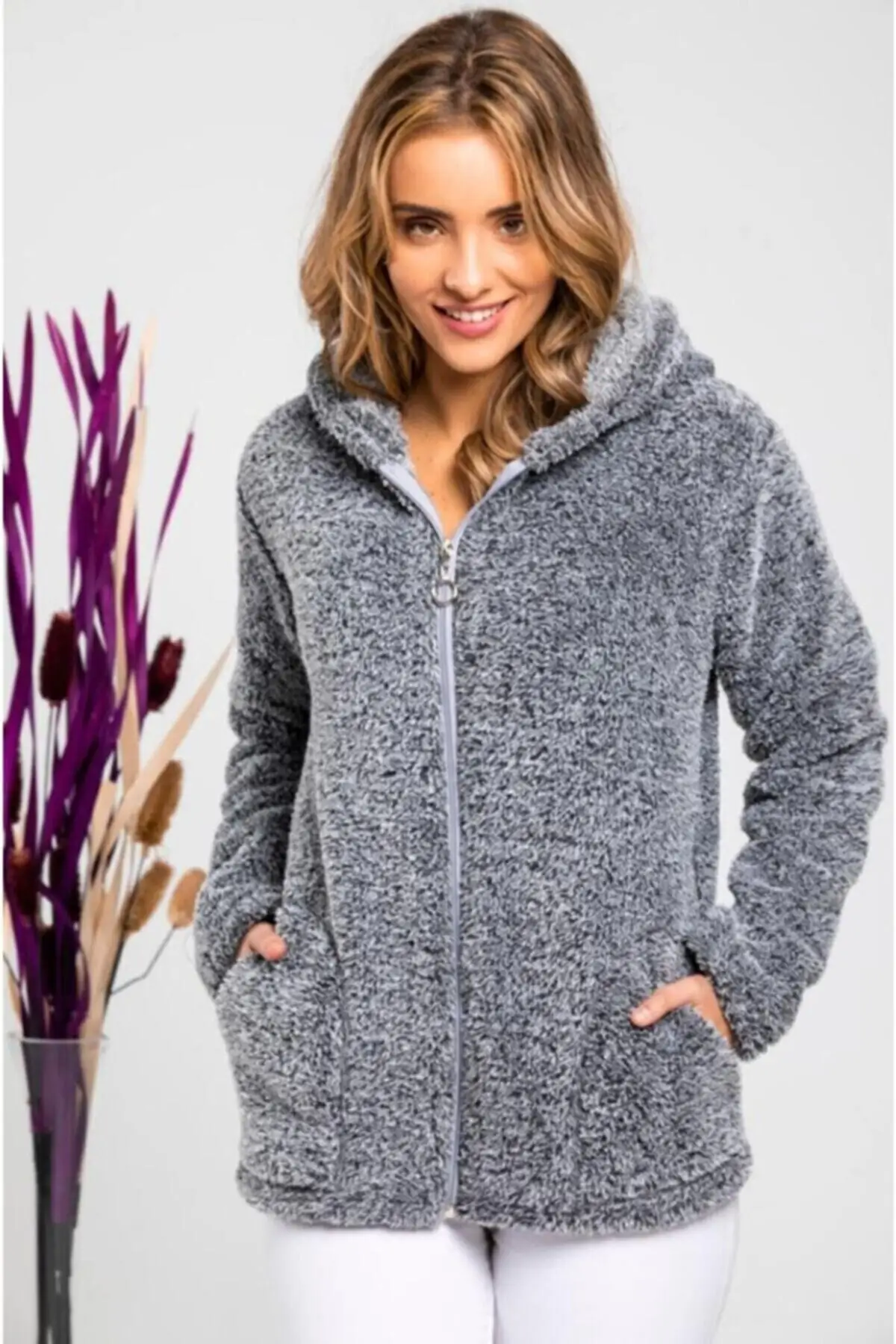 

Women's Cardigan Soft Hooded Zippered Plush Casual Knitted Quality Fashion Cardigan Sweaters Loose Sweater Sweater Jumper