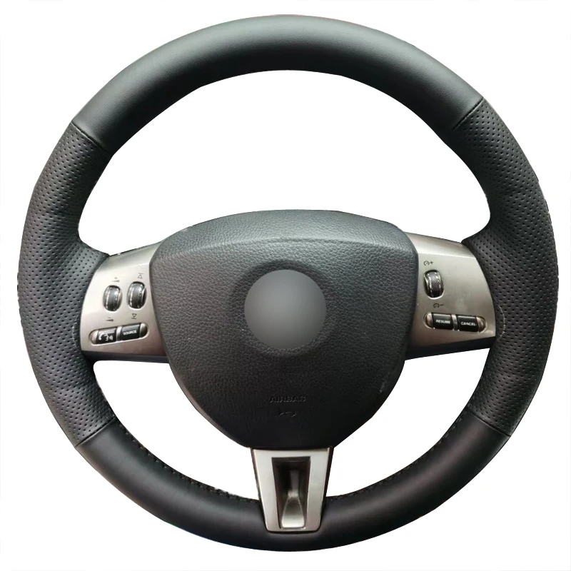 

Hand Sewing Steering Wheel Cover Black Leather Anti-Slip For 2010 Jaguar XF X250 Car Accessories