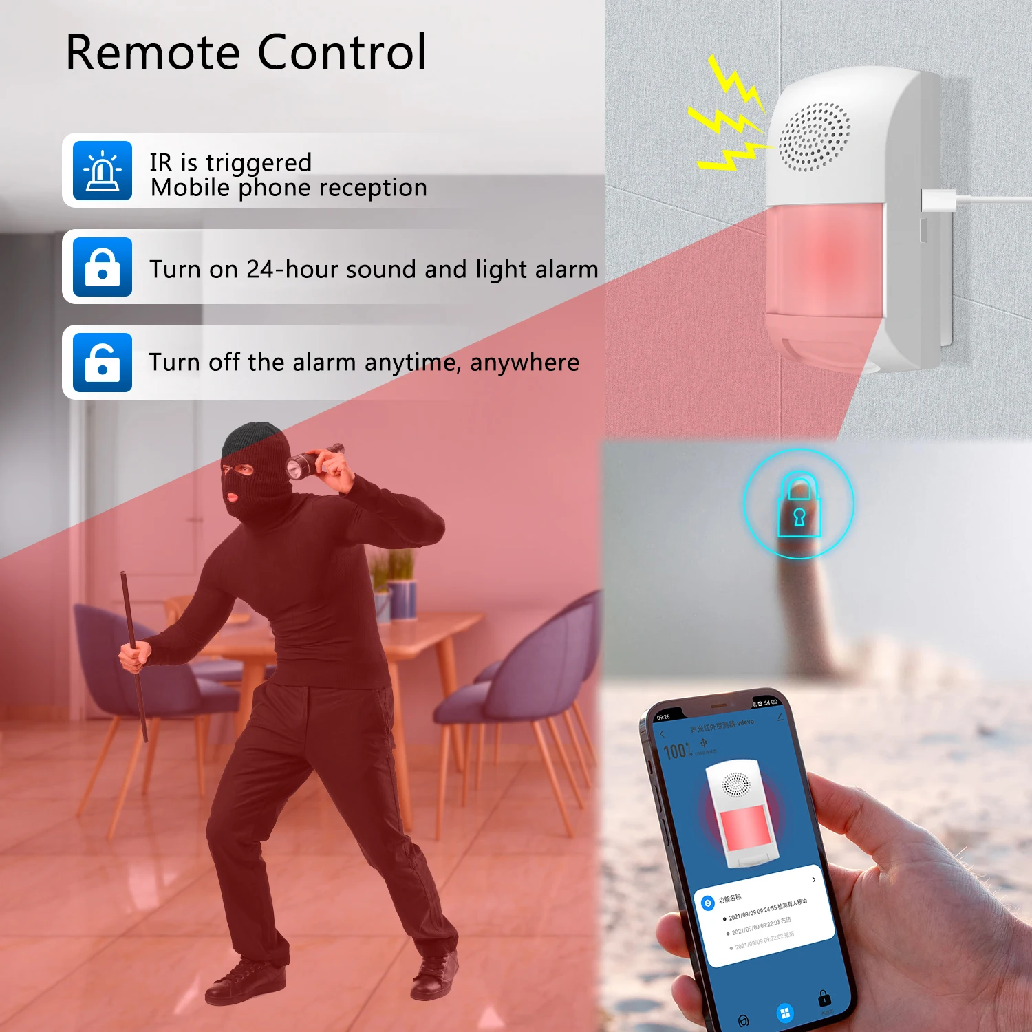 Tuya Smart WiFi Home Burglar Alarm Sensor Infrared Motion Detector PIR Sensor Smart Life APP Security Protection Remote Monitor enlarge
