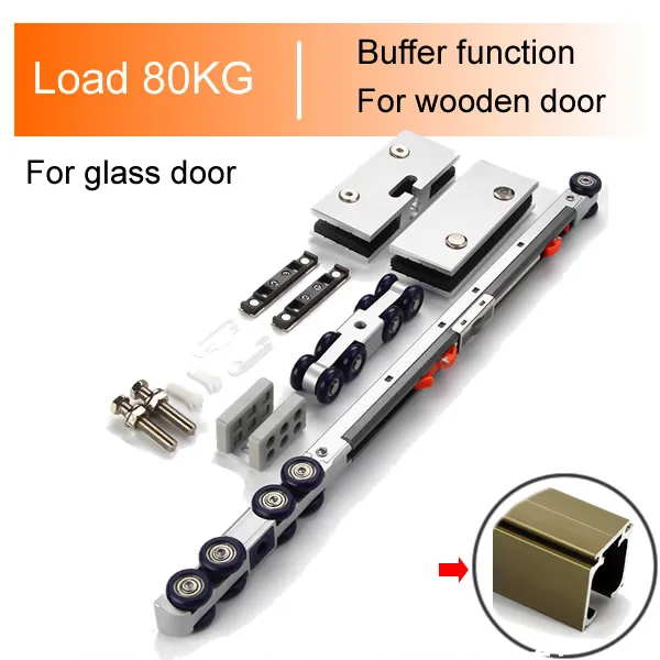 

Шкив раздвижной двери Подвесное направляющее колесо для раздвижных дверей с функцией буфера для деревянной двери или стеклянной двери Высокая нагрузка Тихий и прочный