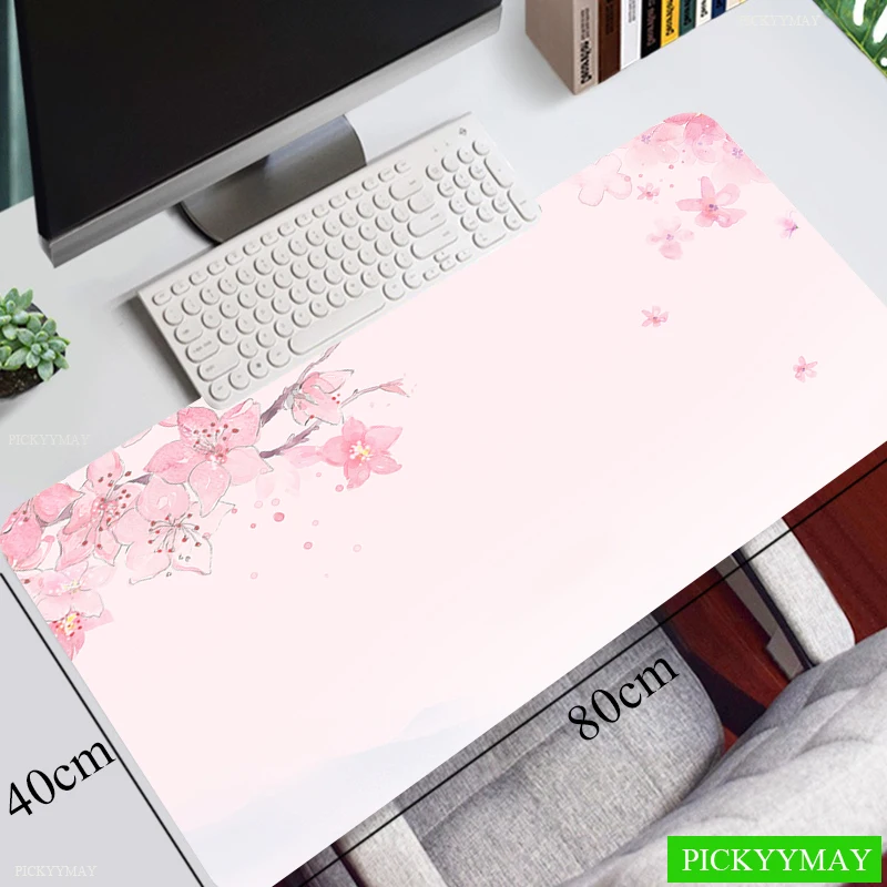 

Pink Cherry Blossoms Speed Locking Edge Large Natural Rubber Mouse Pad Waterproof Game Desk Mousepad Keyboard Mat For Ladies
