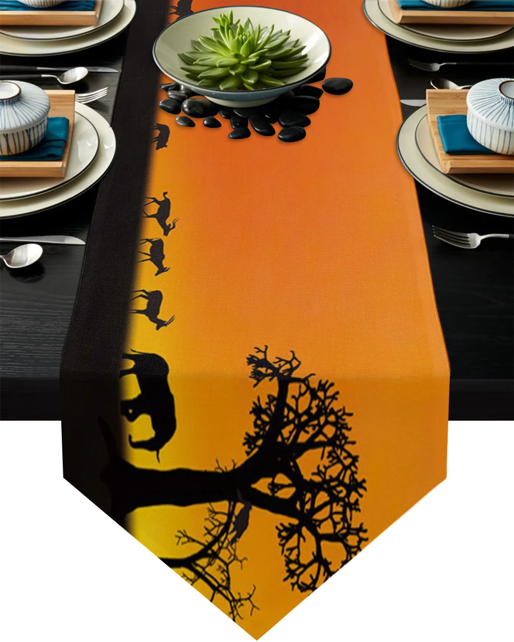 

Dusk Giraffe Africa Birds Silhouette Coffee Table Decor Tablecloth Wedding Decoration Dinning Table Decoration Table Runner