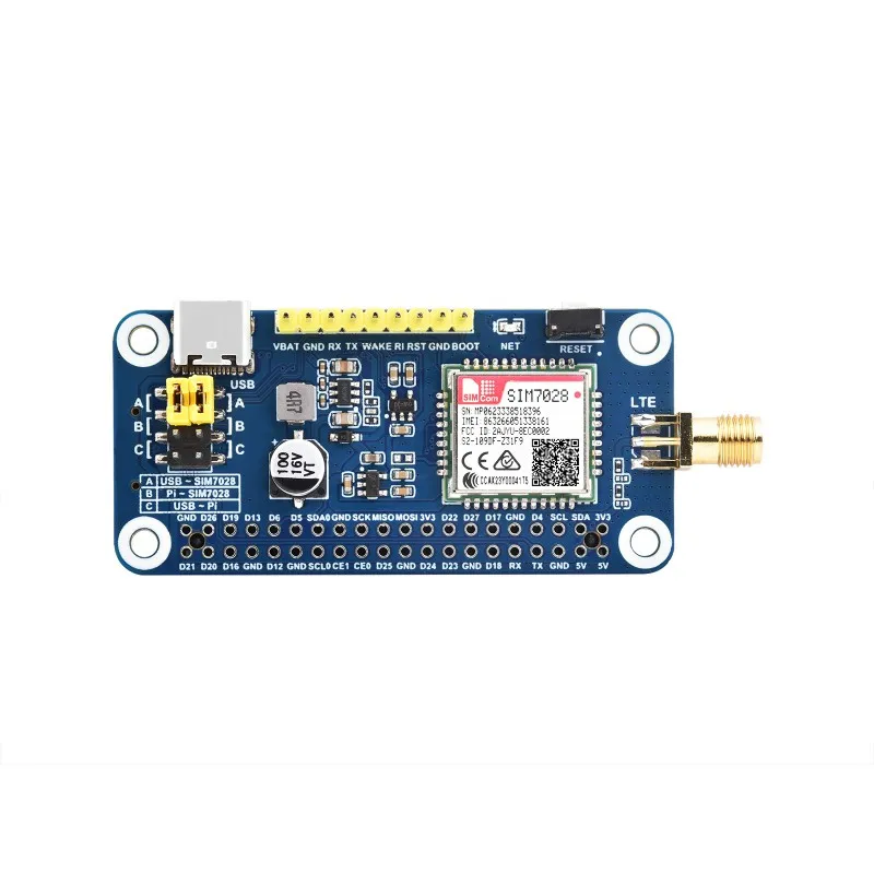 WaveshareSIM7028 NB-IoT HAT для Raspberry Pi поддерживает глобальную связь малый размер и низкое