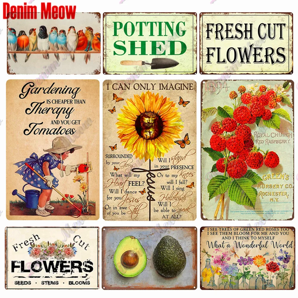 

New Style Fresh Flowers Metal Wall Decor Gardening Potting Shed Metal Sign Home Sweet Home Sign Farmhouse Home Decor WY213
