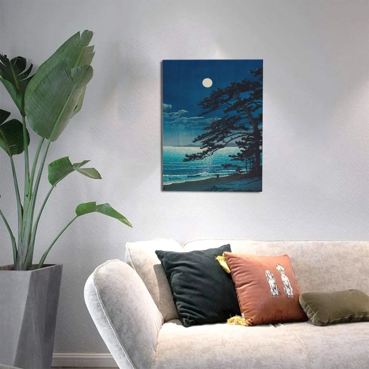 Весенняя луна в пляже ниндмии от Kawase Hasui винтажные японские холсты высокого