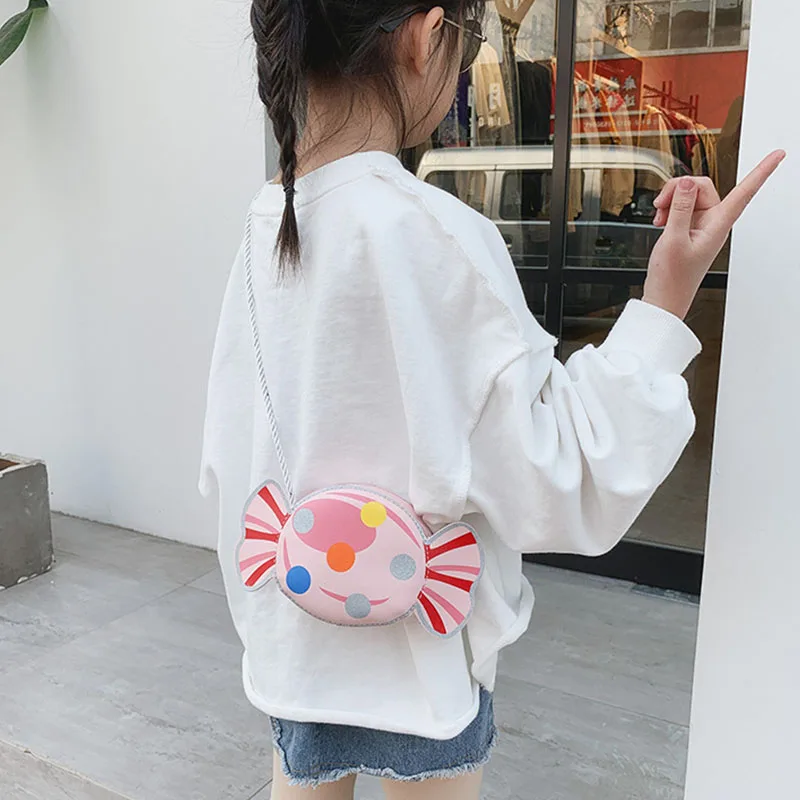 Cute Candy Girl Princess Messenger Bag Lovely Mini Handbags Pu Leather Coin Purse Chain Purses Kids Crossbody Shoulder