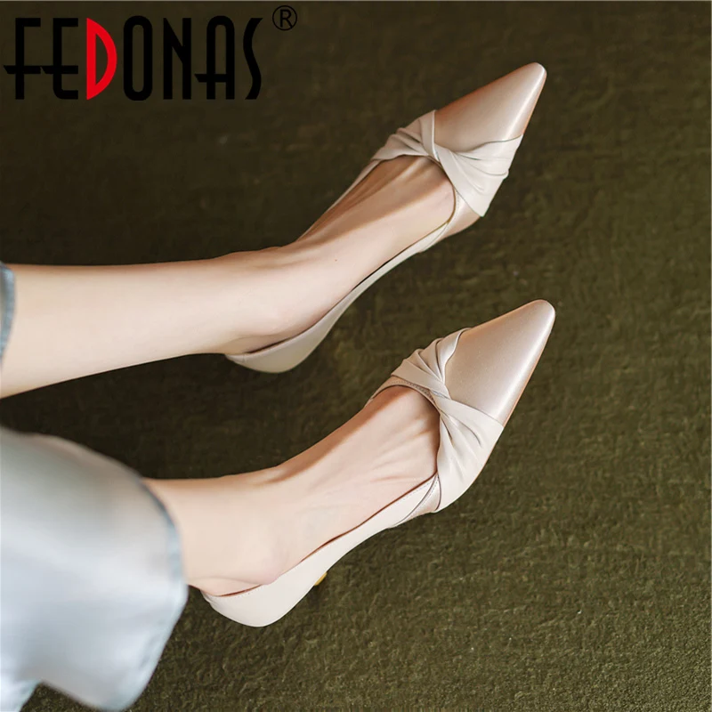 

FEDONAS Splicing Genuine Leather Women Pumps Thin High Heels Spring Summer Pointed Toe Mixed Colors Office Party Shoes Woman New