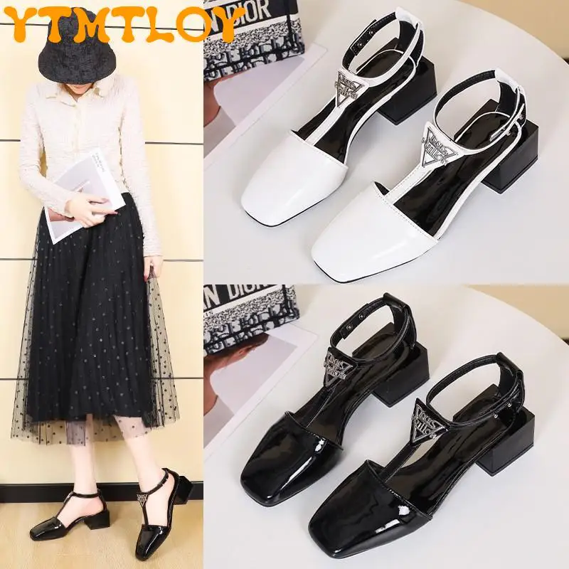 

Elegant White Niche French Sandals Women's Back Empty 2022 Spring And Summer Shoes Square Toe Stilettos Little Fairy Shoes Crocs
