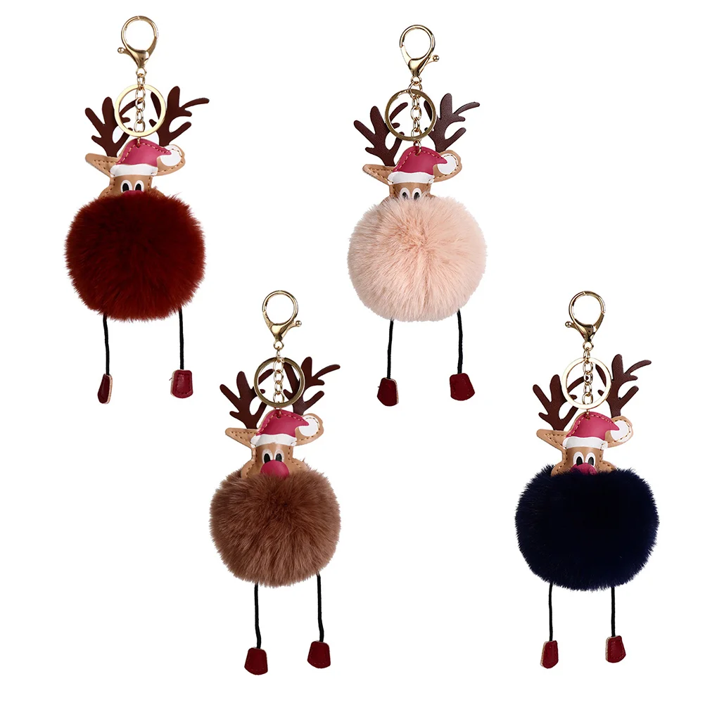 

Hanging Keychain 4Pcs Plush Elk Keyring Hanging Pendant Decorative Keychains Decor for Christmas Bag Supplies Gift ideas