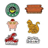 creative american tv series friends brooch cartoon cute lobster sofa shape letter brooch badge lapel pins