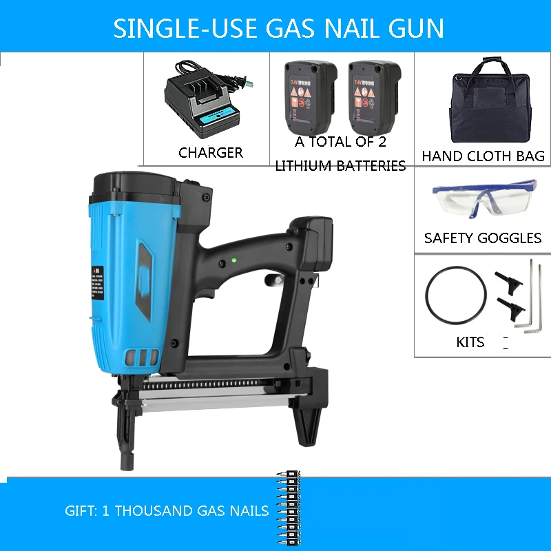 Hydropower Woodworking Steel Nailer Concrete Ceiling Frame Trunk WSQ-01 Rechargeable Single-use Gas Nail Gun