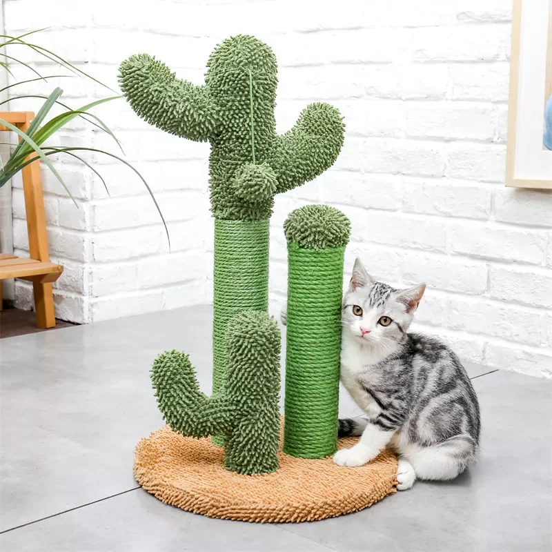 

Cute Cactus Pet Cat Tree Toy with Ball Scratching Post for Cat Kitten Climbing Mushroom Condo Protecting Furniture Fast Delivery