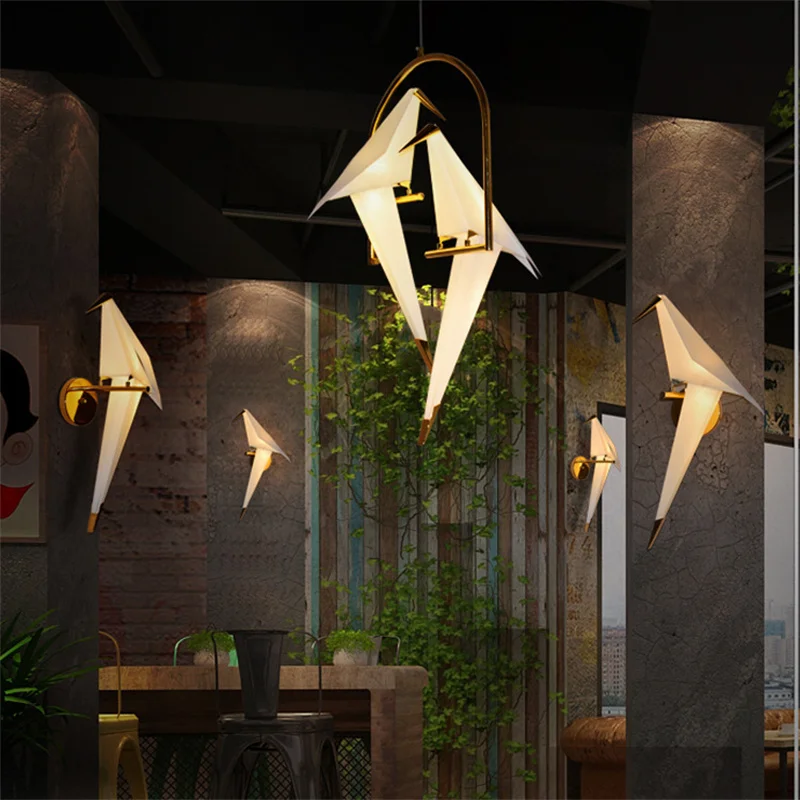 Modern Paper Crane birds Pendant Lamp Vintage Chandeliers Restaurant Living Dining Children's Room LED Bird Design Hanging lamps