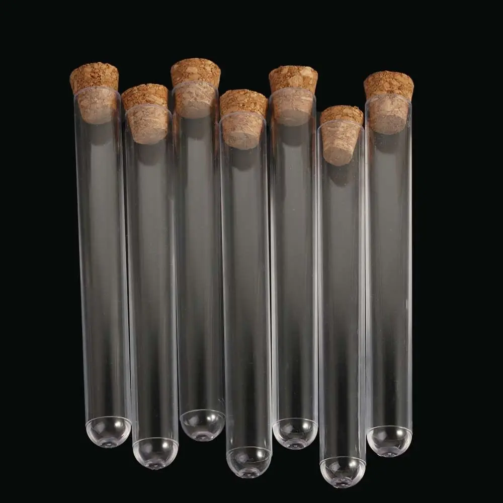 

Lab Supplies Party Wedding Favor Gift Tube With Corks Caps Storage Containers Laboratory Clear Plastic Test Tubes