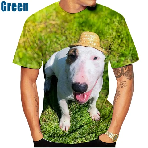 Полиэстер футболка с принтом бультерьера для мужчин