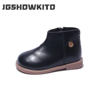 2022 autumn new solid color round head cute childrens fashion ankle boots for boys japanese style simple versatile girls boots