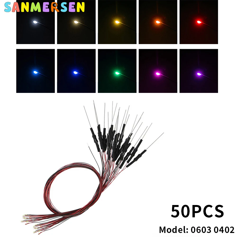

50 шт./комплект, светодиодная лампа 0402 0603 SMD 30 см 12 В