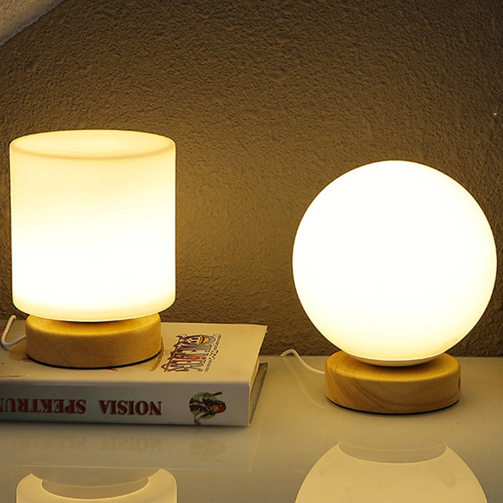 

Wood Table Lamp Bedside LED Desk Lamp For Reading USB Power Wooden Simple Home Creative Warm Night Light Gift Kids Room Decor