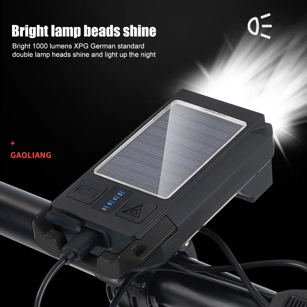 

Фонарь велосипедный Аккумуляторный на солнечной батарее с зарядкой от USB