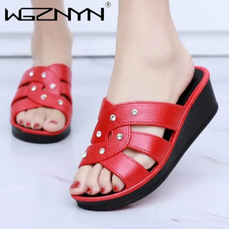 

Summer Slippers Women's Wedge Heel Platform High-heeled Flip-flops Fashion Outer Wear Bottom All-match Beach Sandals Woman 2022