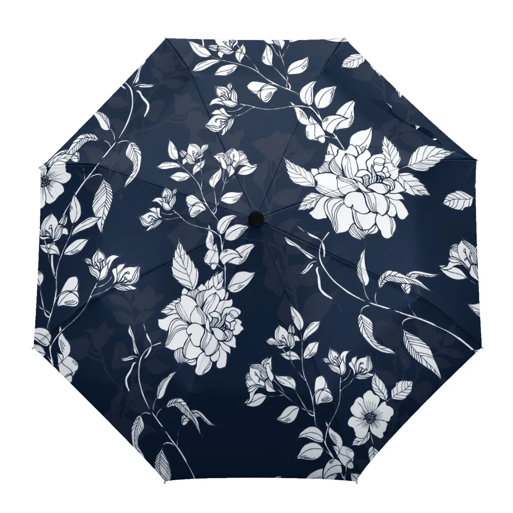 

Flowers Leaves Branches Sunny Umbrella Automatic Beach Umbrella Outdoor Adults Printed Rain Umbrella for Men Kids Parasol